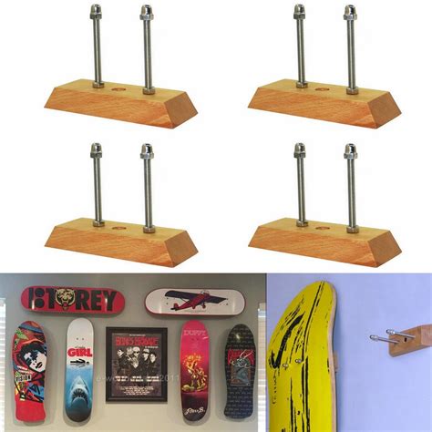 4 PK Skateboard Longboard Deck Display Wall Mount Skate Hardwoods