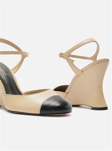 Scarpin Nude Arezzo Couro Anabela Cap Toe ZZ MALL