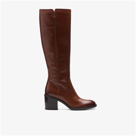 Womens Valvestino Hi Dark Tan Leather Knee High Boots Clarks Us