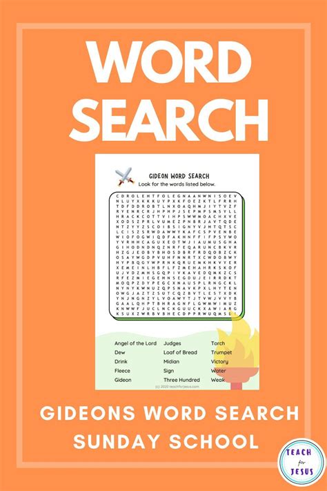 Gideons Word Search For Sunday School Bible Word Search In 2021