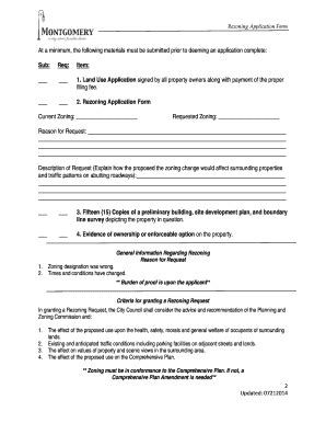 Fillable Online Rezoning Application Form Cityofmontgomerymncom Fax