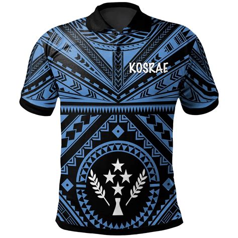 AIO Pride Kosrae Polo Shirt Kosrae Flag In Polynesian Tattoo Style