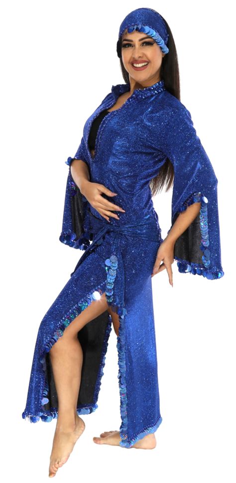 Egyptian Baladi Saidi Folk Dress In Royal Blue