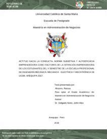 Actitud Hacia La Conducta Norma Subjetiva Y Autoeficacia Emprendedora