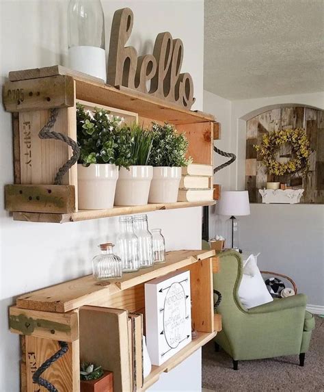 Diy Wood Crate Wall Shelves Rustic Farmhouse Style Home Decor By Kari