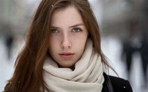 Wallpaper Scarf Depth Of Field Face Portrait Black Coat Looking