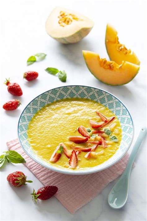 Soupe froide de melon fraises et basilic Recettes de cuisine Biodélices