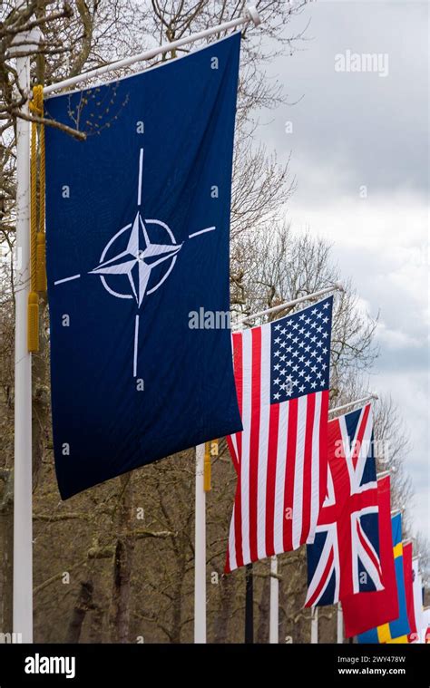 NATO 75th anniversary flags celebration in The Mall, London, UK. Flags ...