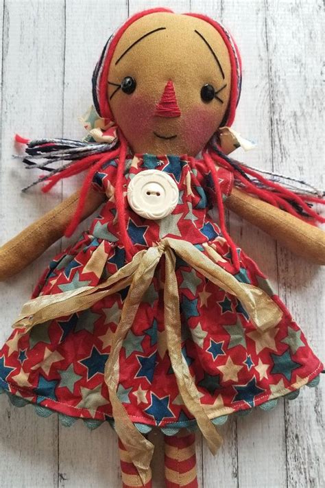 Patriotic Th Of July Stars Annie Primitive Raggedy Ann Etsy