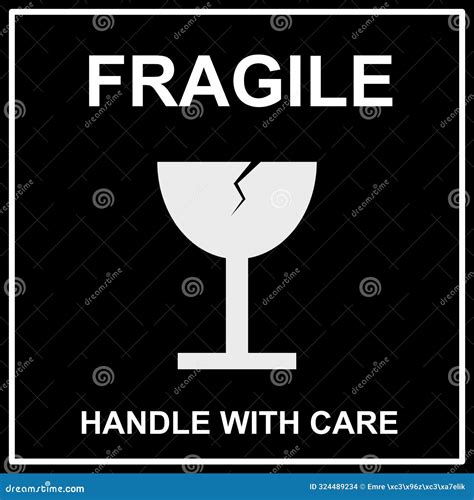 Sticker Fragile Handle With Care Black Fragile Warning Label Fragile Label With Broken Glass