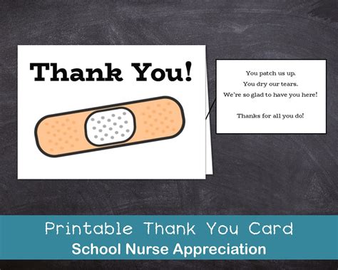 Printable Download School Nurse Thank You Card Nurse Appreciation