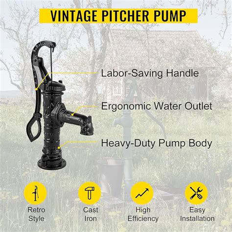 VEVOR Hand Water Pump X X Retro Style Heavy Duty Cast Iron Pitcher Pump