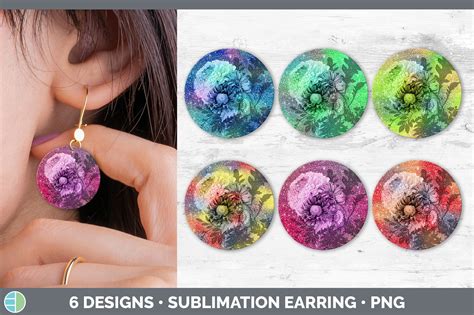 Floral Round Earring Sublimation Designs Bundle By Enliven Designs