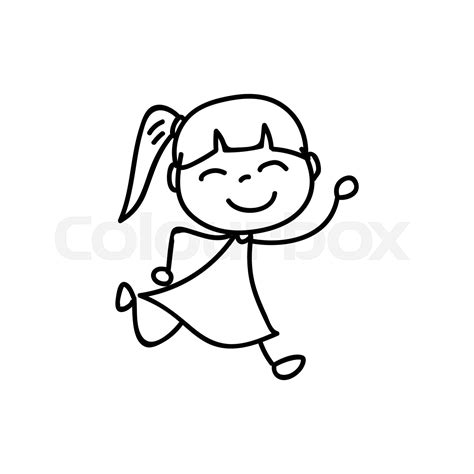 Cartoon Character Happy Girl People Happiness Hand Drawing Illustration