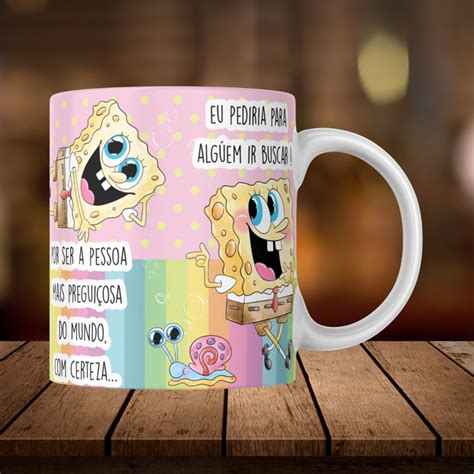 Caneca Porcelana Bob Esponja Pregui A Elo Produtos Especiais