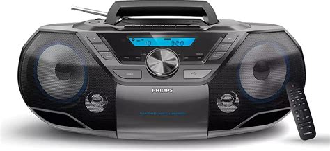 Philips Portable Cd Player Boombox Radio Bluetooth Usb Cassette With Stereo Bass Reflex Speakers