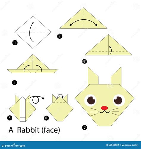 Step By Step Instructions How To Make Origami A Rabbit Stock Vector