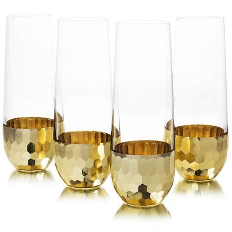 Mercer41 Gerelene 4 Piece 9oz Glass Flute Glassware Set And Reviews Wayfair