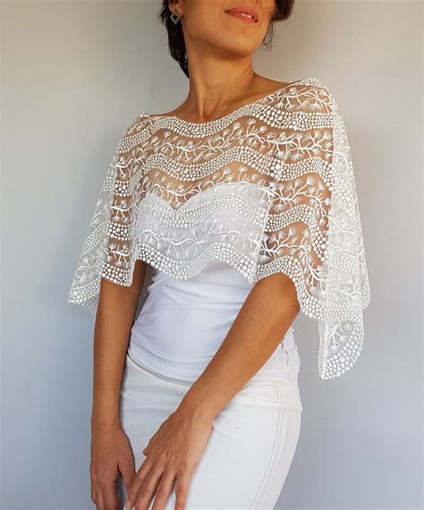 Bridal Lace Cape Wedding Capelet Embroidered Lace Bridal Etsy