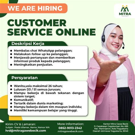 Lowongan Kerja Customer Service Online Magang Advertiser Di Mitra