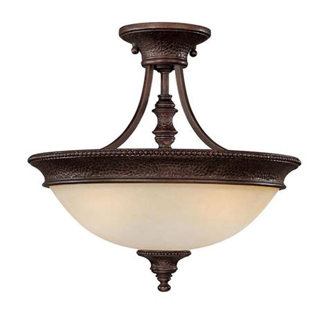 Shop Century 16.5-in W Burnished Bronze Textured Semi-Flush Mount Light ...