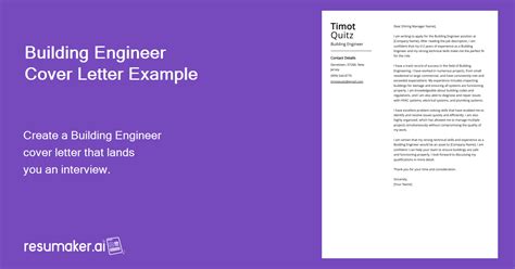 Building Engineer Cover Letter Example For 2024