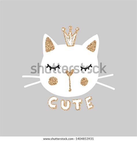 Cute Princess Cat Vector Illustration Girly Stock Vector Royalty Free