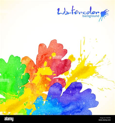 Regenbogen Farben Aquarell Gemalt Eiche Und Spritzer Stock