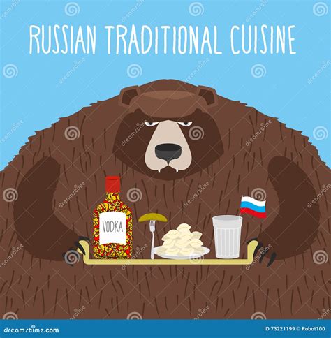 National Folk Food in Russia. Russian National Cuisine Stock Vector