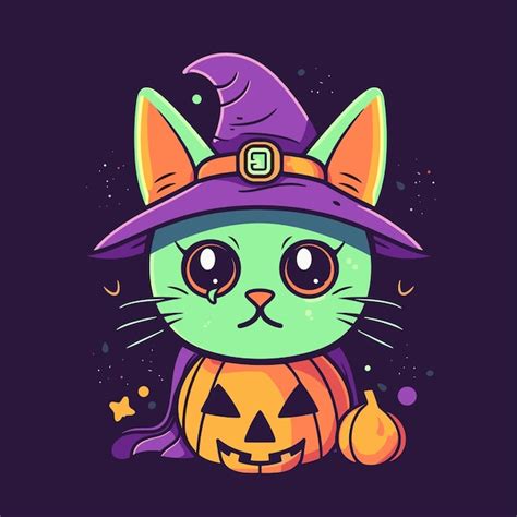 Premium Vector Cute Halloween Cat Illustration