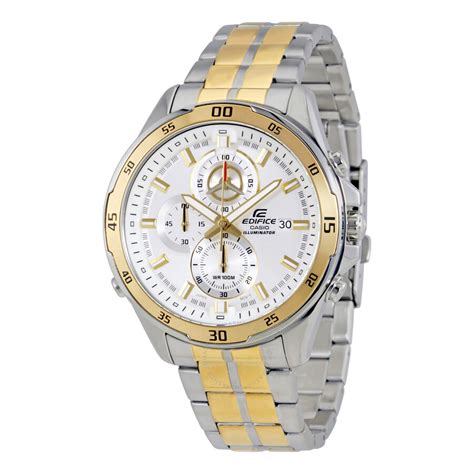 Casio Edifice Chronograph Silver Dial Two Tone Men S Watch EFR547SG 7A9