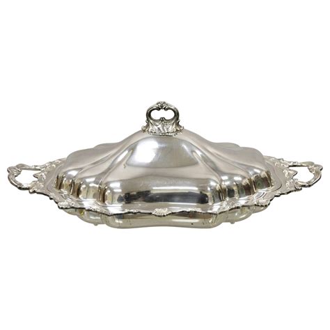 Silver Plated Victorian Scalloped Edge Lidded Vegetable Serving Platter