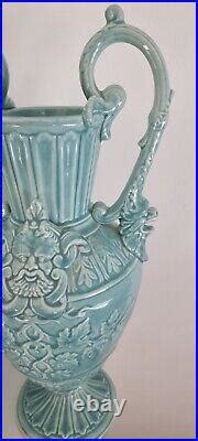 Ancien Paire De vases art déco céramique Antique Vase blue Flower Pot