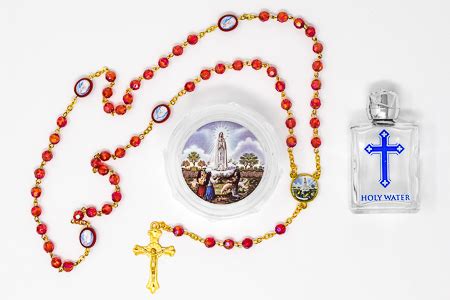 DIRECT FROM LOURDES - Red Crystal Our Lady of Fatima Rosary Beads.