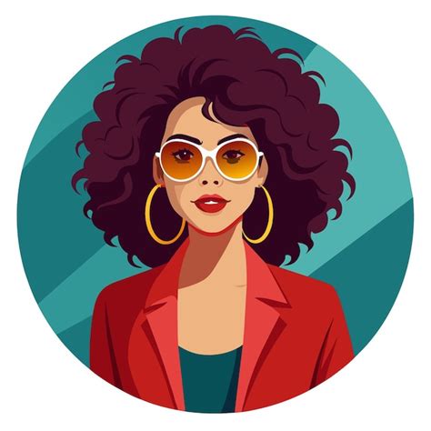 Premium Vector A Woman With Curly Hair And A Red Jacket Is Wearing A