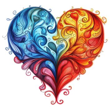 Colorful Sweet Heart Doodle, Heart, Valentine, Doodle PNG Transparent ...