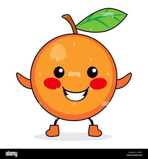 Cute orange fruit cartoon character smiling happy Stock Photo - Alamy