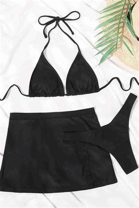 Angelsin Deniz Etekli lü Bikini Takım Çıkartılabilir Kaplı Siyah Bikini Takımı Angelsin