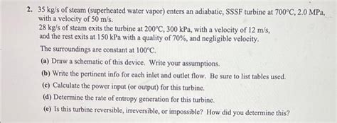 Solved 2 35 Kgs Of Steam Superheated Water Vapor Enters