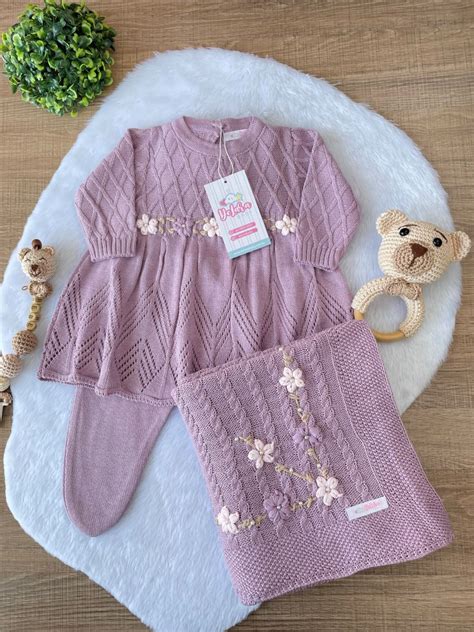 Saida De Maternidade Lilas - SAIDA MATERNIDADE AURORA LILÁS 3 PEÇAS | Saída de Maternidade em Tricot ...