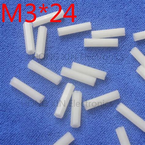 M324 24mm 1 Pcs White Nylon Hex Female Female Standoff Spacer Threaded Hexagonal Spacer