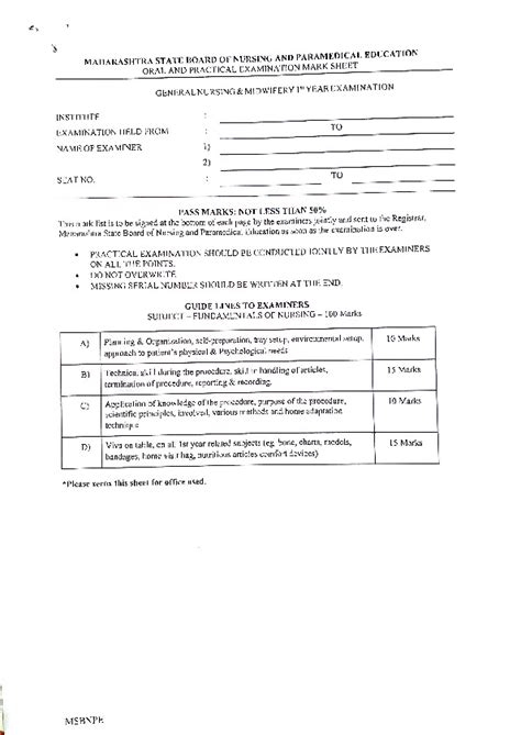 Gnm Oral Practical Examination Sheet Pdfcoffee