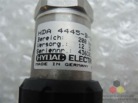 Pressure Transducer Hydac Electronic Type Hda B D