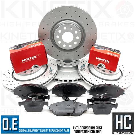 FOR SKODA OCTAVIA 2 0 TDI DRILLED FRONT REAR BRAKE DISCS MINTEX PADS