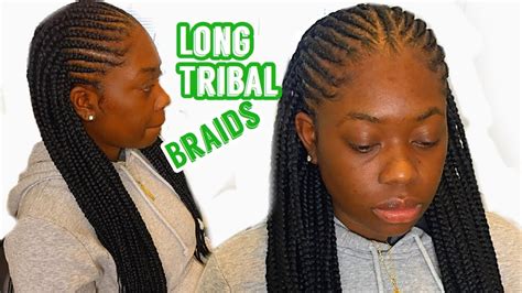 Feed In Braids With Box Braids Tribal Braids Youtube