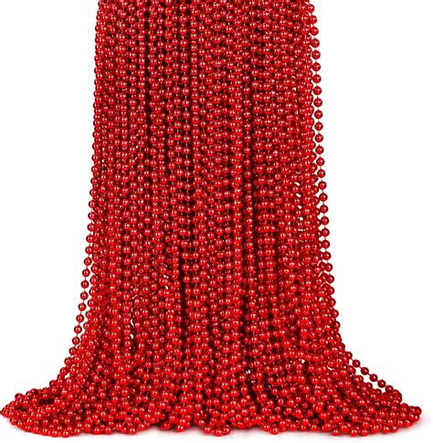 Zyflsq 100 Pcs 33 7mm Metallic Red Beads Necklaces Bulk