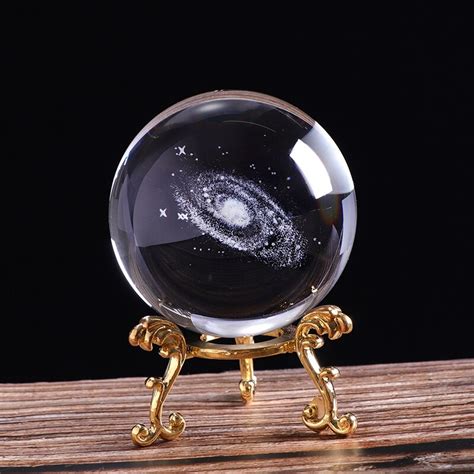 60mm 80mm 3D Laser Engraved Galaxy Crystal Ball Miniature Model Crystal