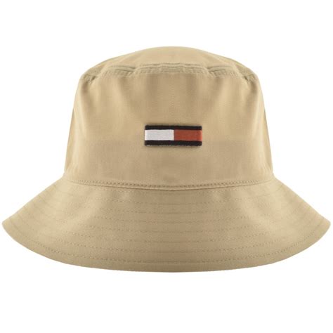Tommy Jeans Flag Bucket Hat Beige Mainline Menswear