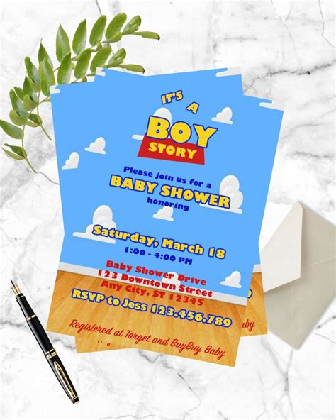 Toy Story Baby Shower Invitation It S A Boy Story Theme Baby Shower