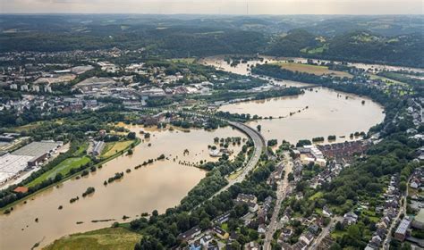 Hattingen aus der Vogelperspektive Hochwasserschäden der